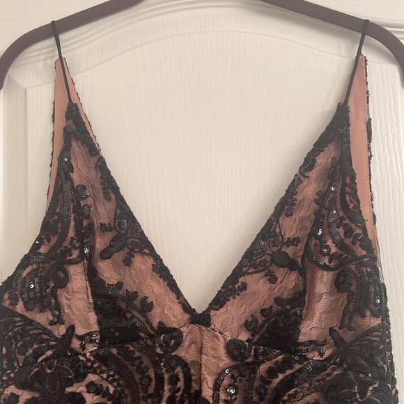 Free People Night Shimmer Black Lace Mini Cocktail Dress Size 4 - Picture 5 of 11